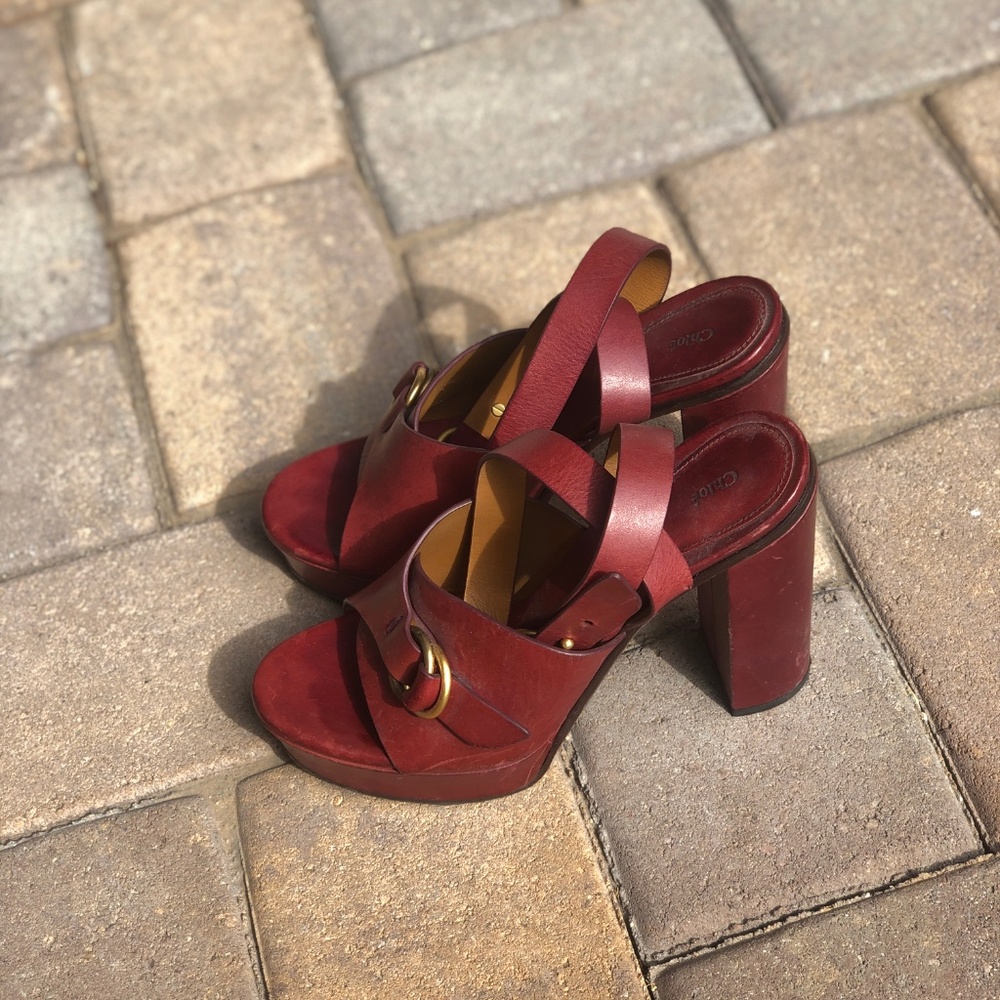 Chloe Ox Blood Platform Heels - Picture 3 of 3